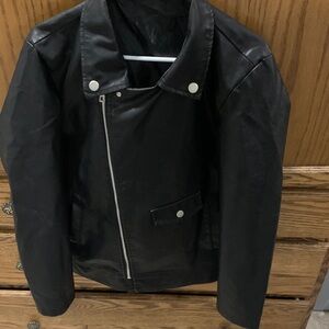 SHEIN Black Faux Leather Jacket